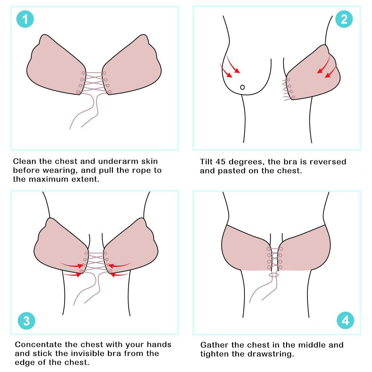 2 Pairs Sticky Bra Strapless Adhesive Invisible Push up Bra for Women