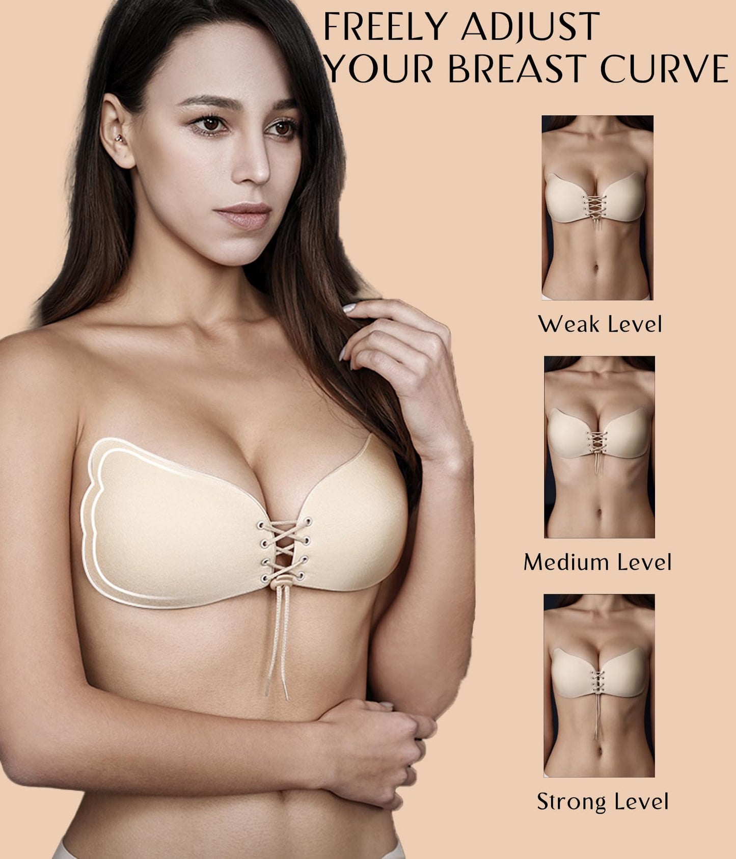 2 Pairs Sticky Bra Strapless Adhesive Invisible Push up Bra for Women