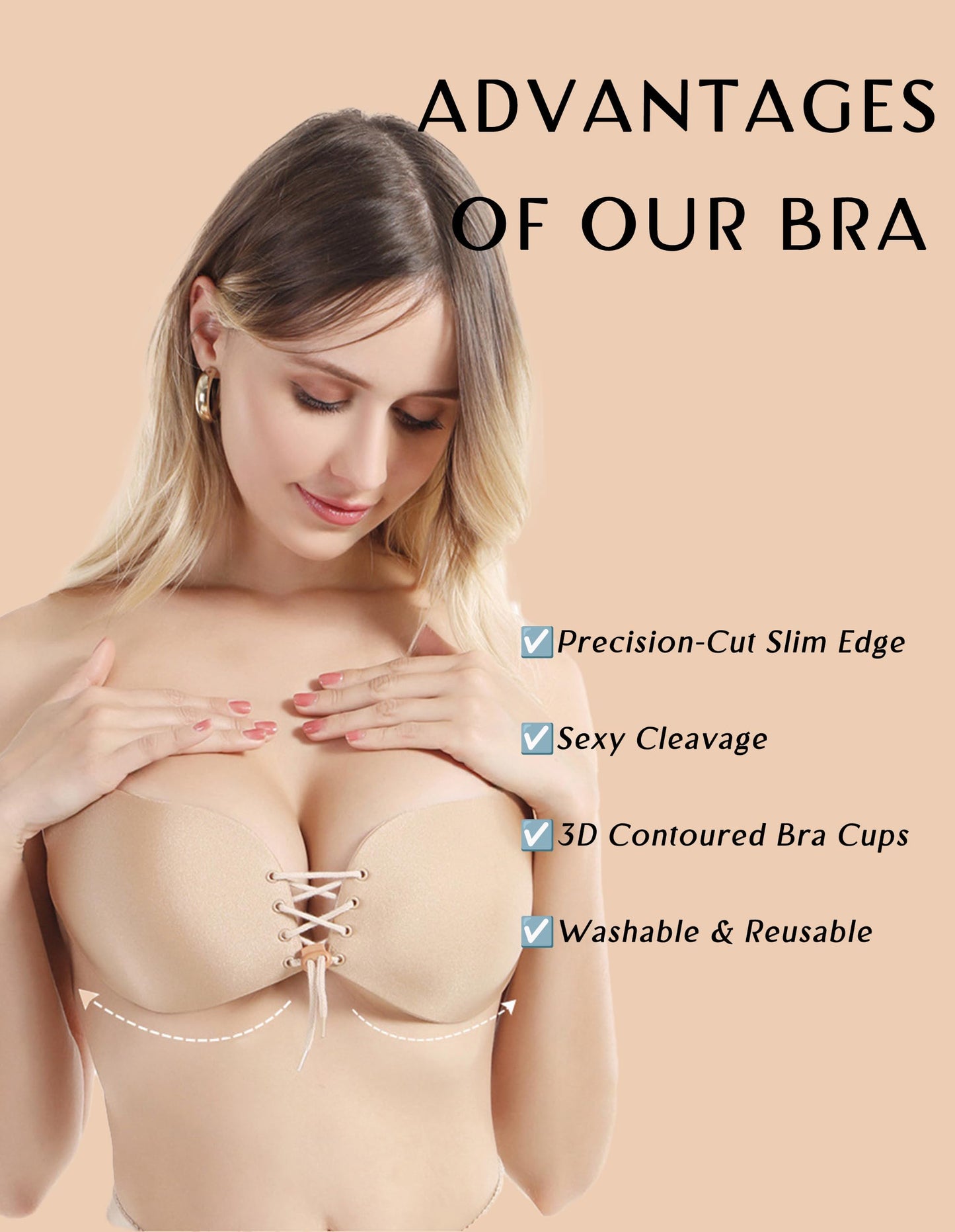 2 Pairs Sticky Bra Strapless Adhesive Invisible Push up Bra for Women