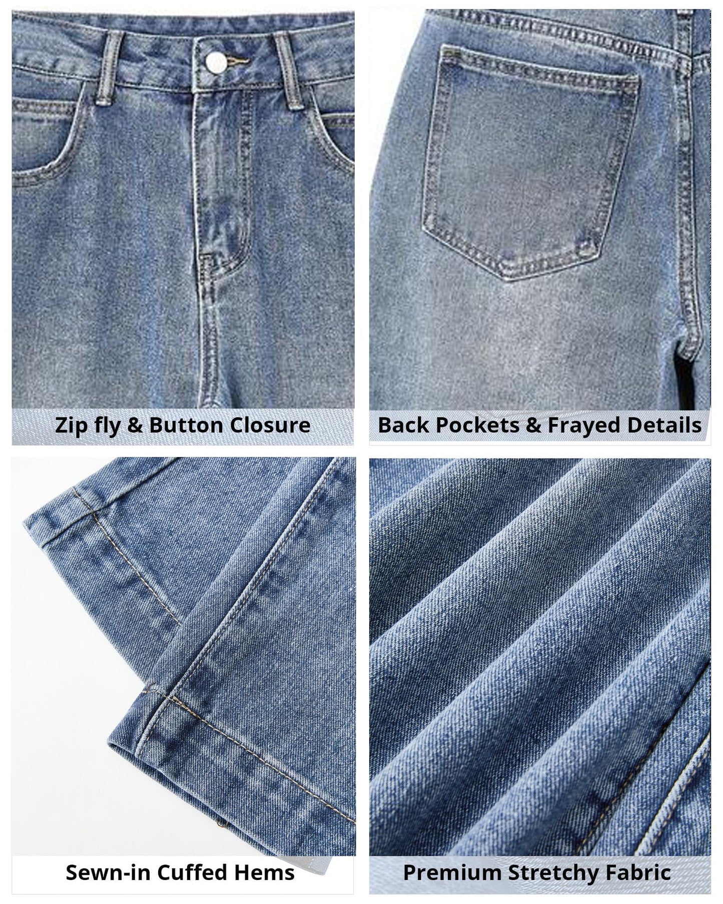 Baggy Jeans for Women Wide Leg Straight Denim Pants Boyfriend Trousers