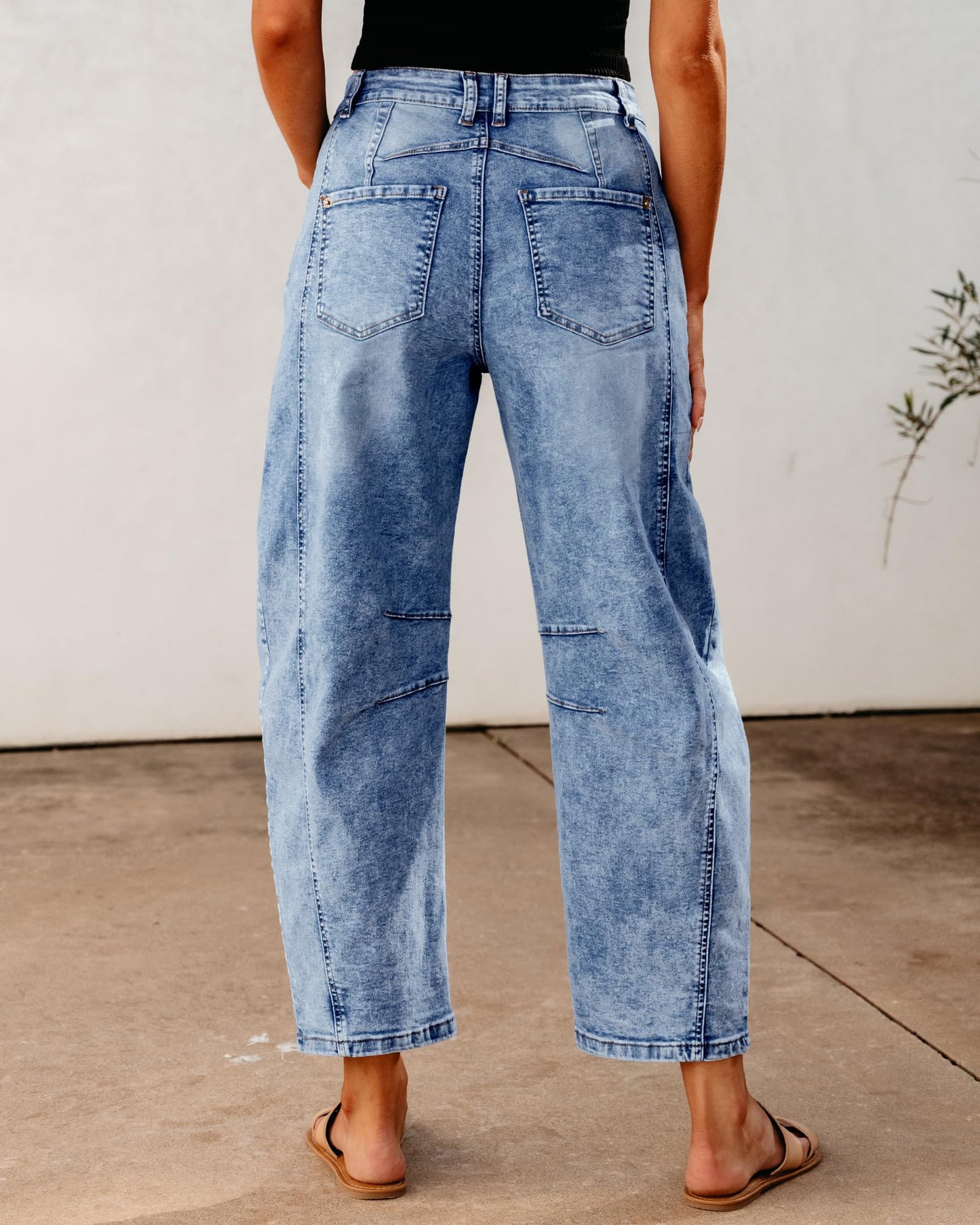 Barrel Jeans for Women High Waisted Stretch Denim Trouser Ankle Pants