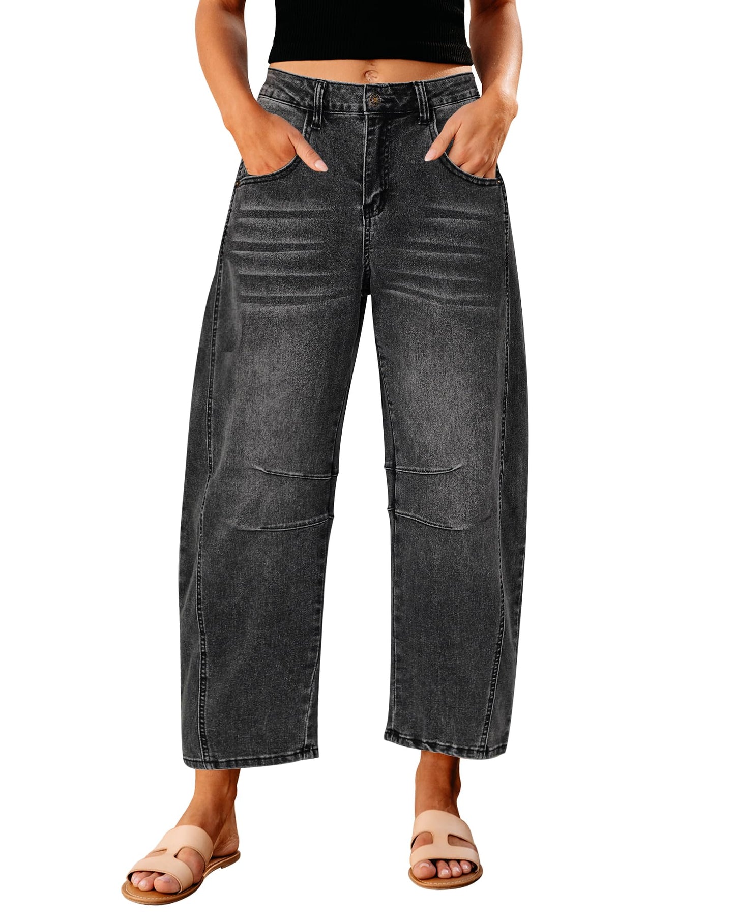 Barrel Jeans for Women High Waisted Stretch Denim Trouser Ankle Pants