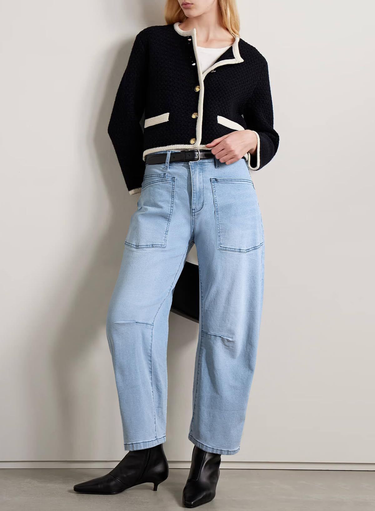 Barrel Jeans for Women High Waisted Wide Leg Baggy Denim Trouser Jeans
