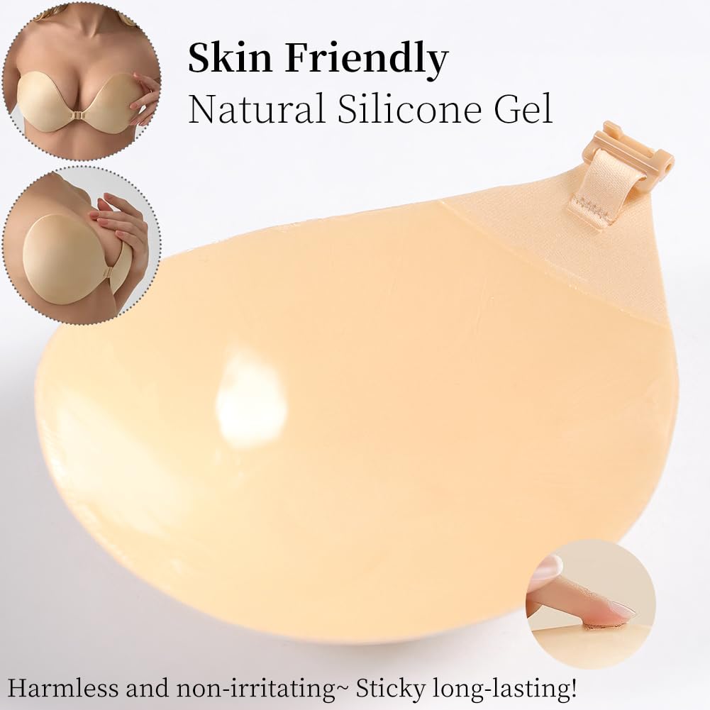 Invisible Adhesive Bra Sticky Strapless Bra with Halter Neck Strap
