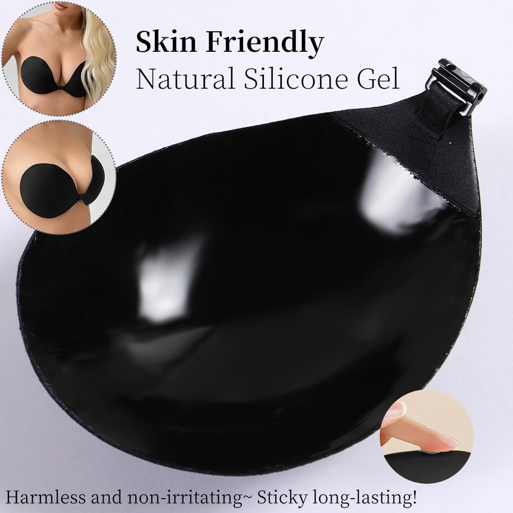 Invisible Adhesive Bra Sticky Strapless Bra with Halter Neck Strap