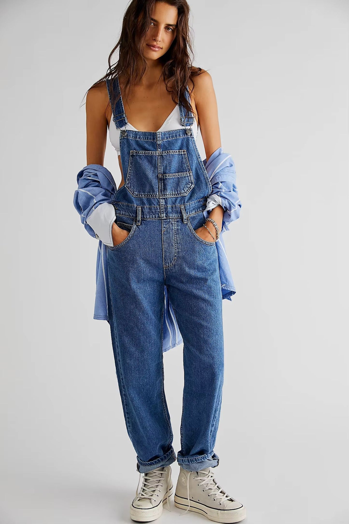 Denim Overalls Jumpsuit Rompers Women Y2k Baggy Bib Long Pants Jeans Streetwear