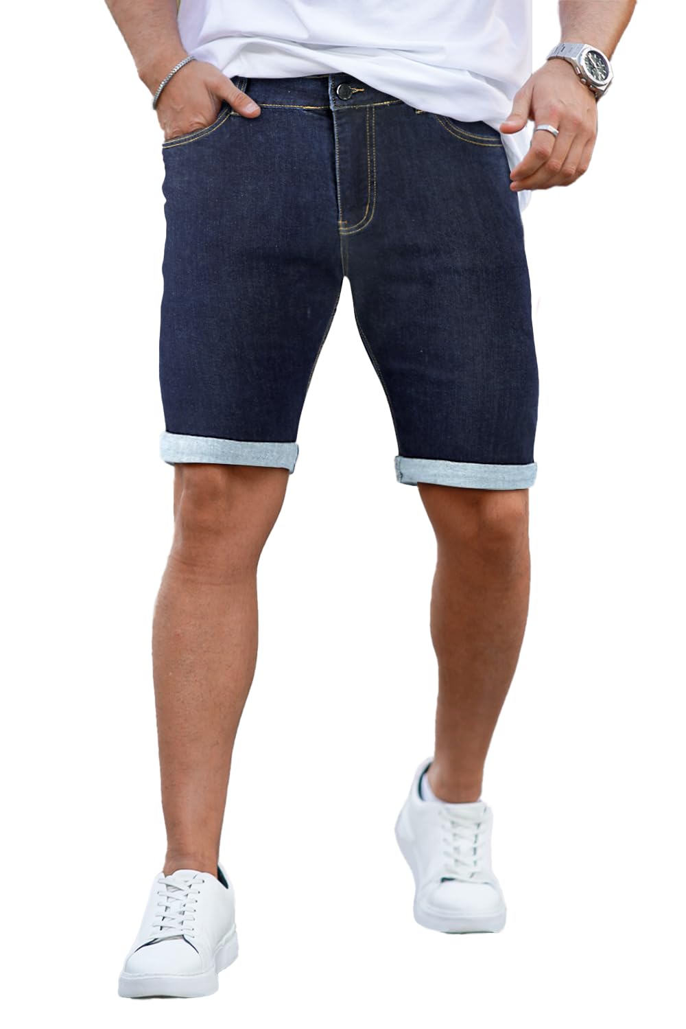 Denim Shorts Men Stretch Skinny Jean Short Pants for Men