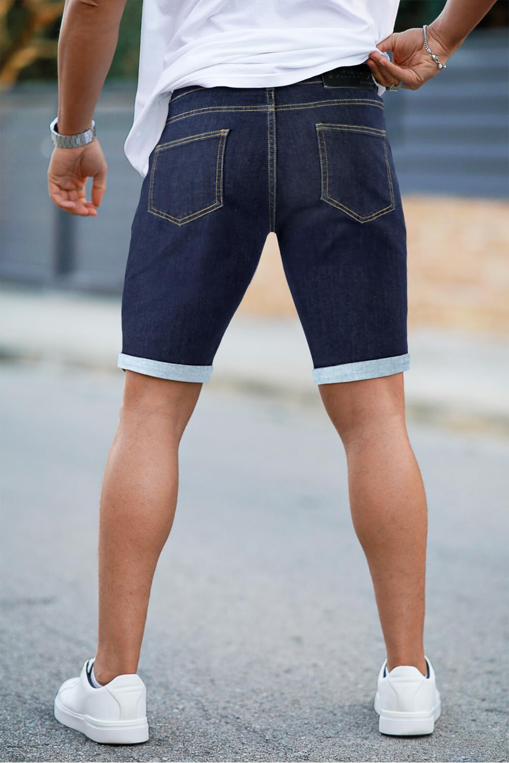 Denim Shorts Men Stretch Skinny Jean Short Pants for Men