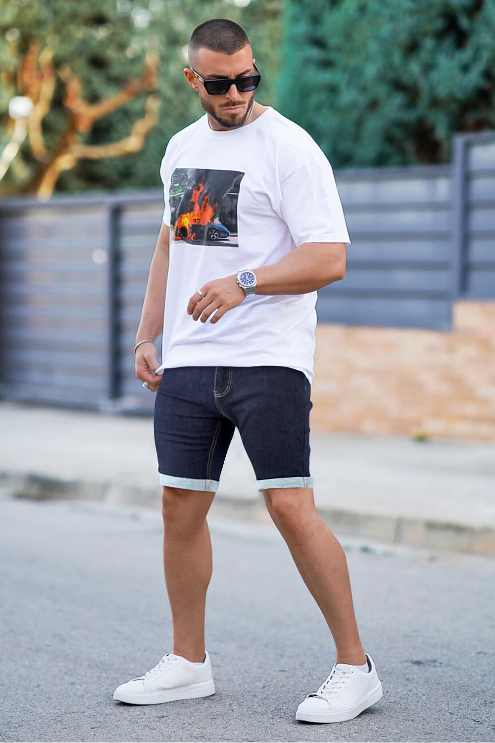 Denim Shorts Men Stretch Skinny Jean Short Pants for Men