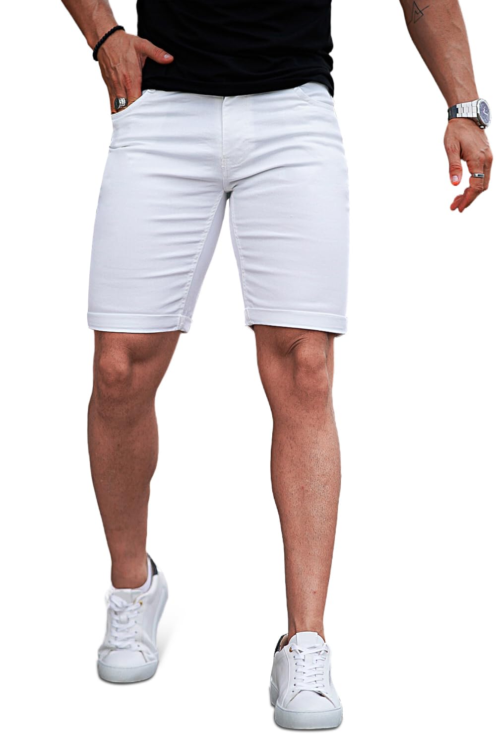 Denim Shorts Men Stretch Skinny Jean Short Pants for Men
