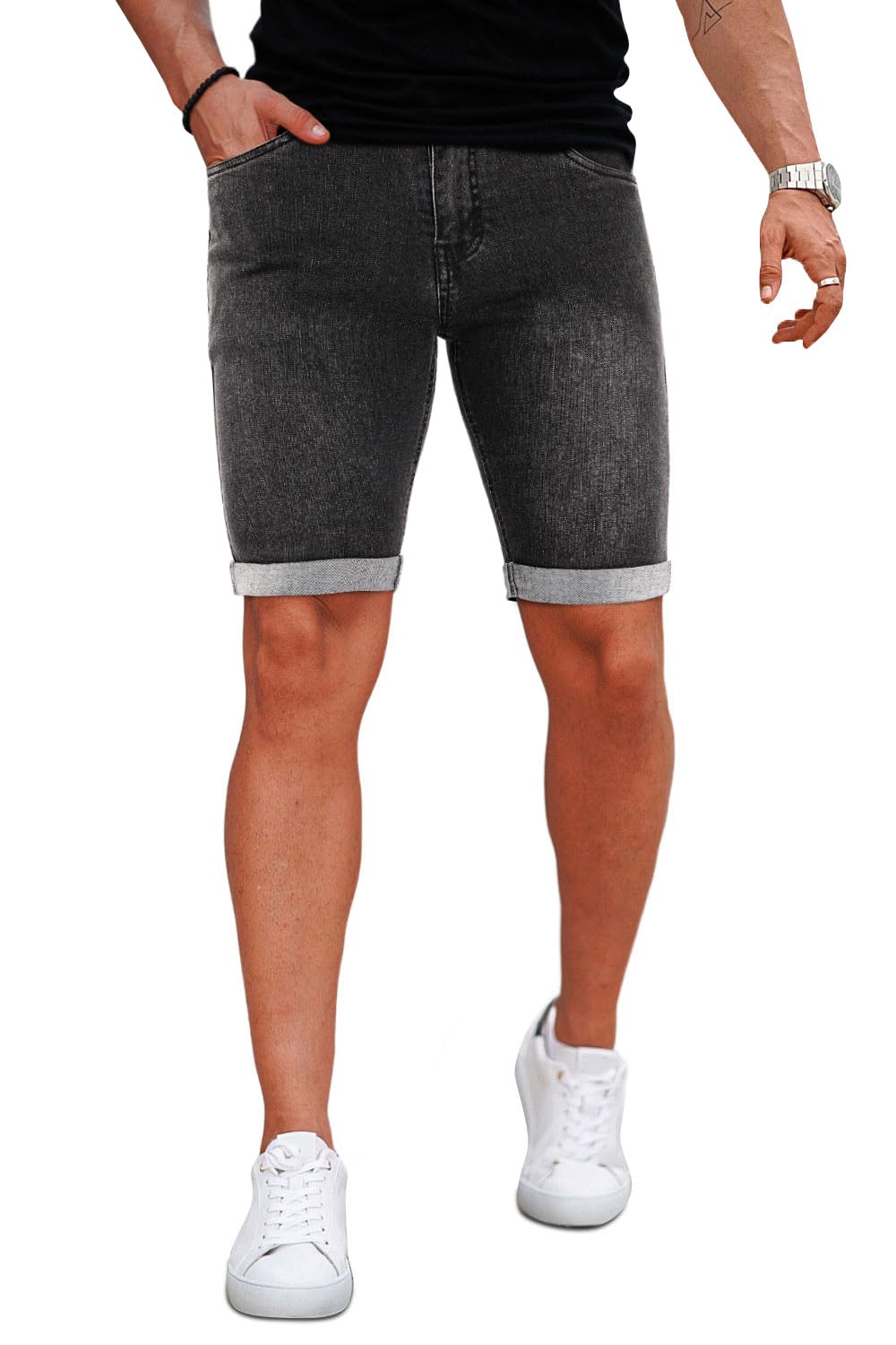 Denim Shorts Men Stretch Skinny Jean Short Pants for Men