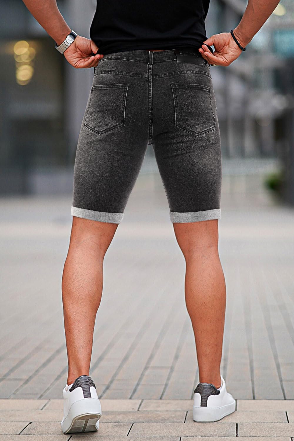 Denim Shorts Men Stretch Skinny Jean Short Pants for Men