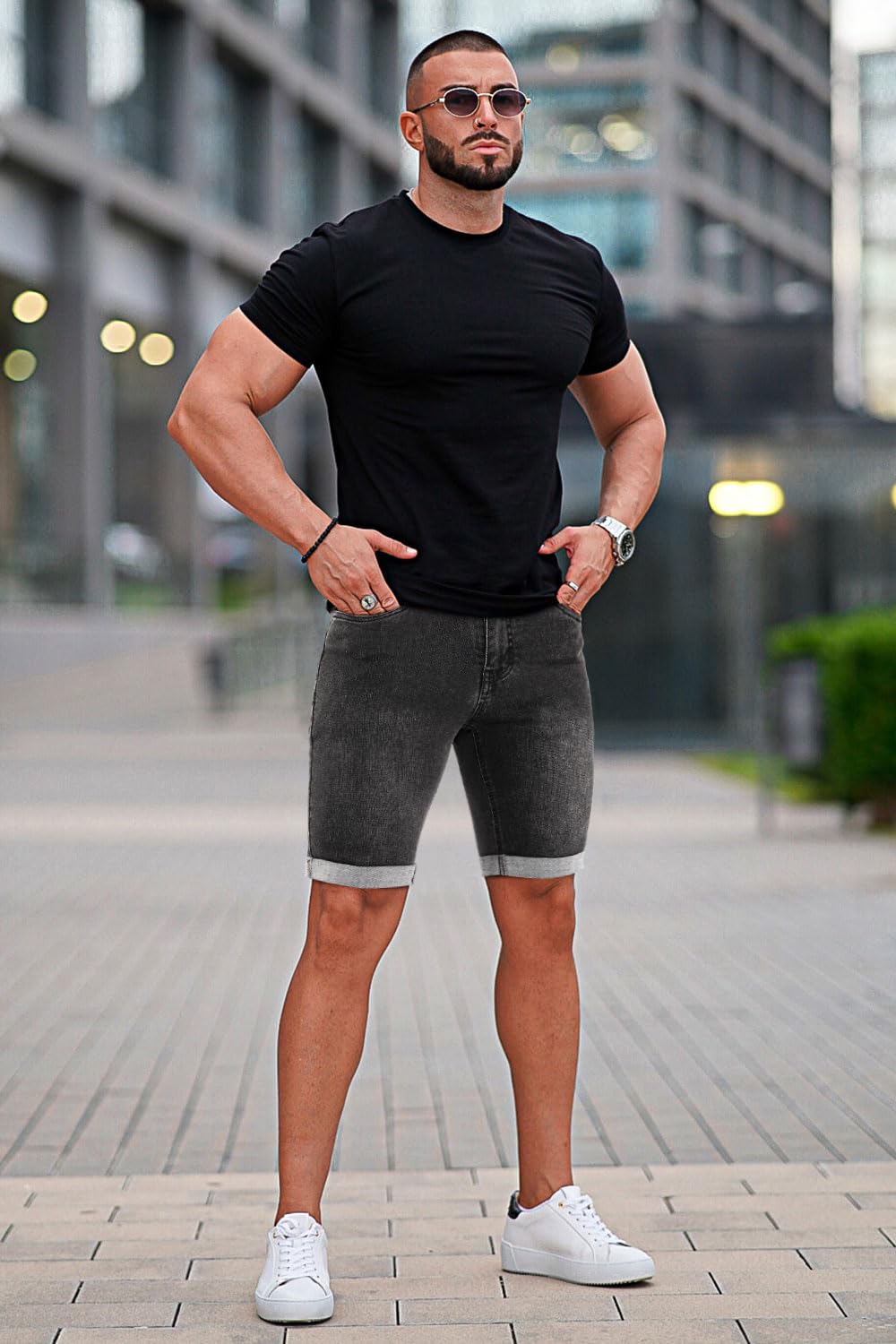 Denim Shorts Men Stretch Skinny Jean Short Pants for Men