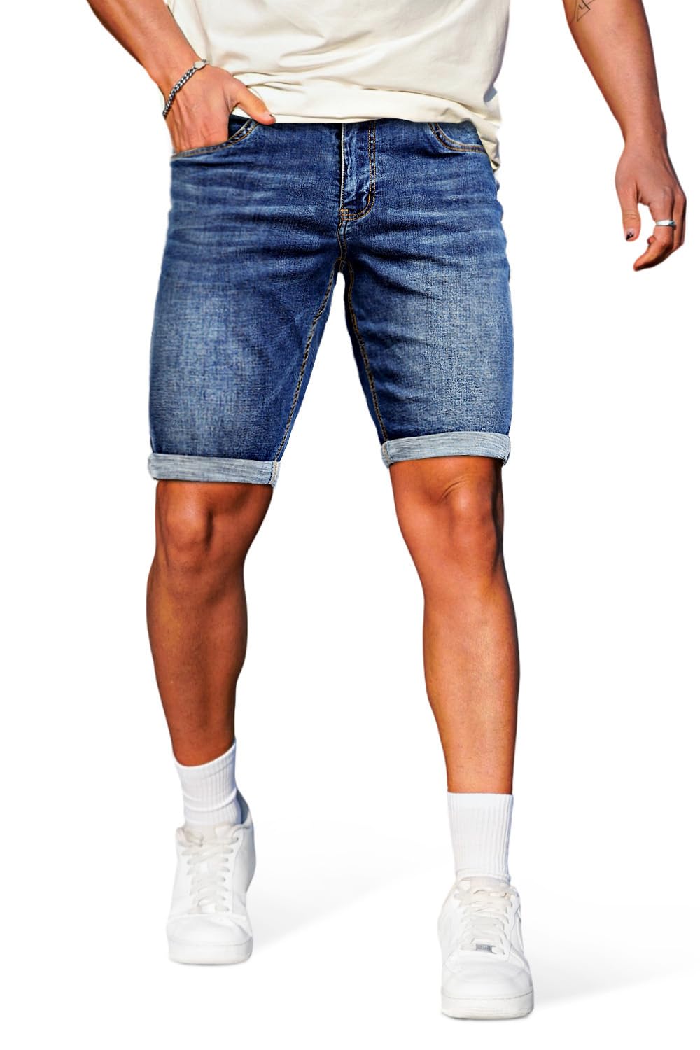 Denim Shorts Men Stretch Skinny Jean Short Pants for Men