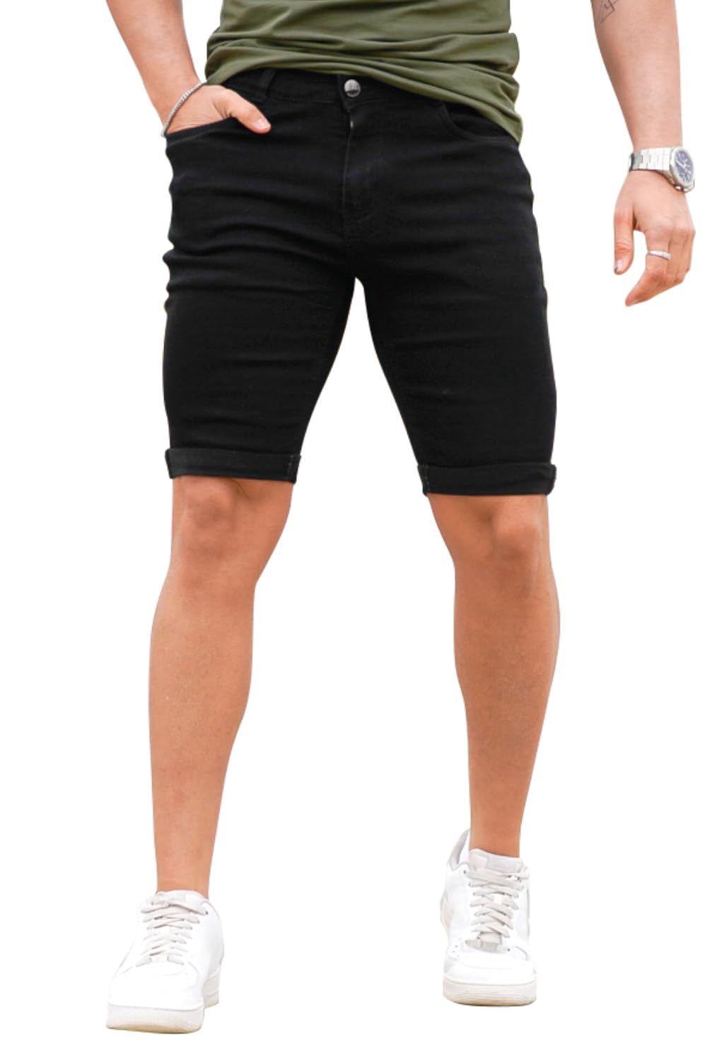 Denim Shorts Men Stretch Skinny Jean Short Pants for Men