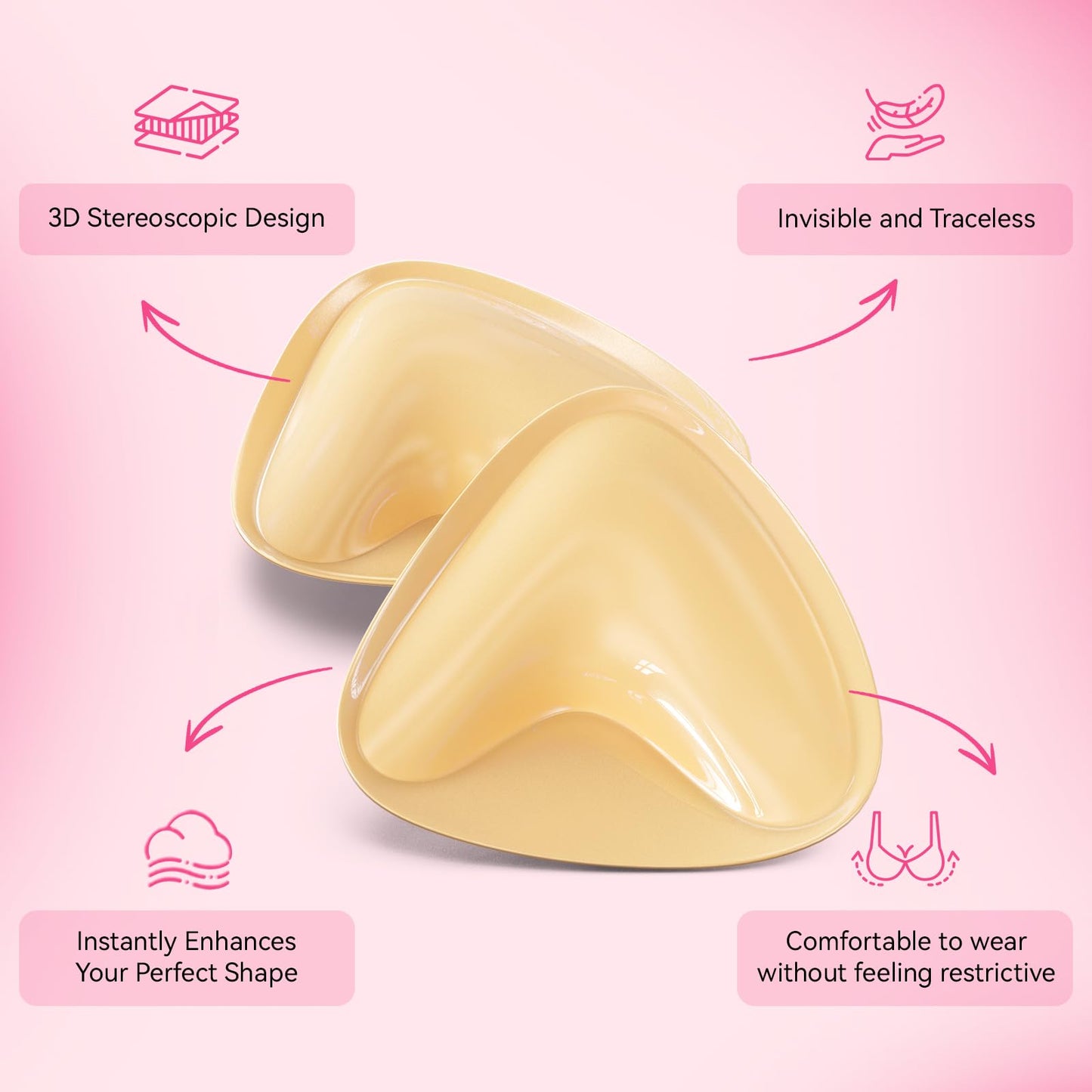 Double Sided Sticky Bra Inserts Invisible Sticky Pads for Large Breasts