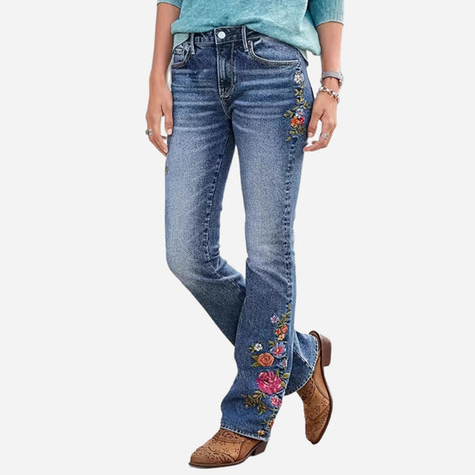 Embroidered Skinny Jeans Fashion Women's Low Rise Slim Fit Stretch Denim Pants