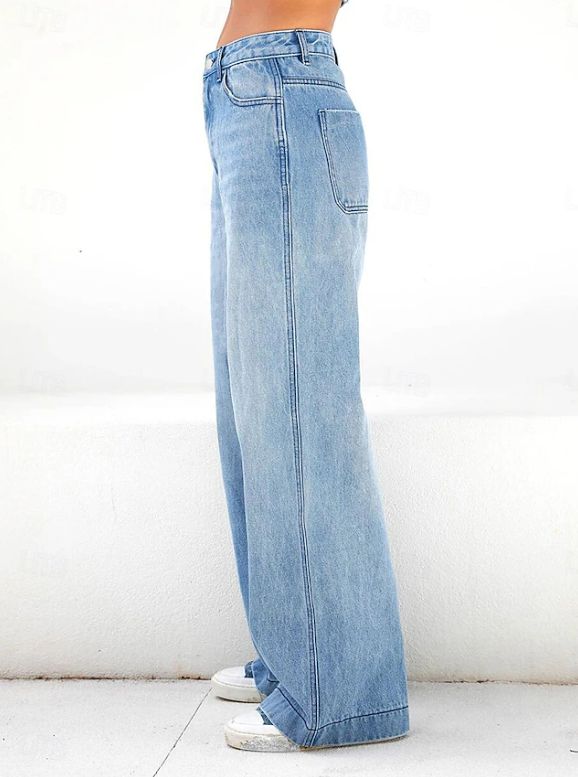 Women's Wide Leg Jeans Loose Fit High Waisted Straight Leg Denim Pants