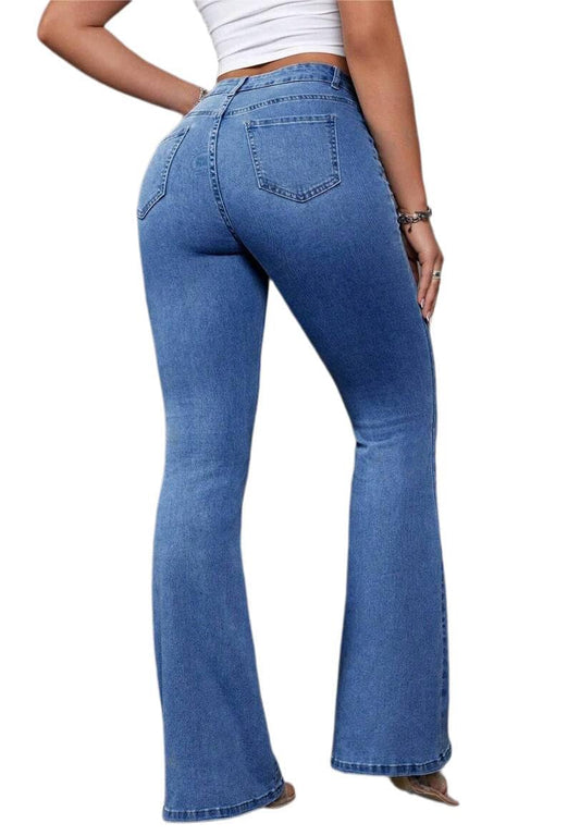 Flare Jeans für Damen, Bell-Bottom-Jeans, hoch taillierte Jeanshose