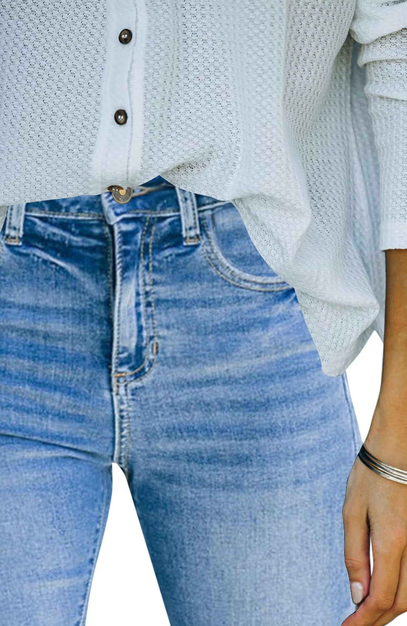 Flare Jeans for Women Cropped Stretchy Mid Rise Bell Bottom Jeans Pants