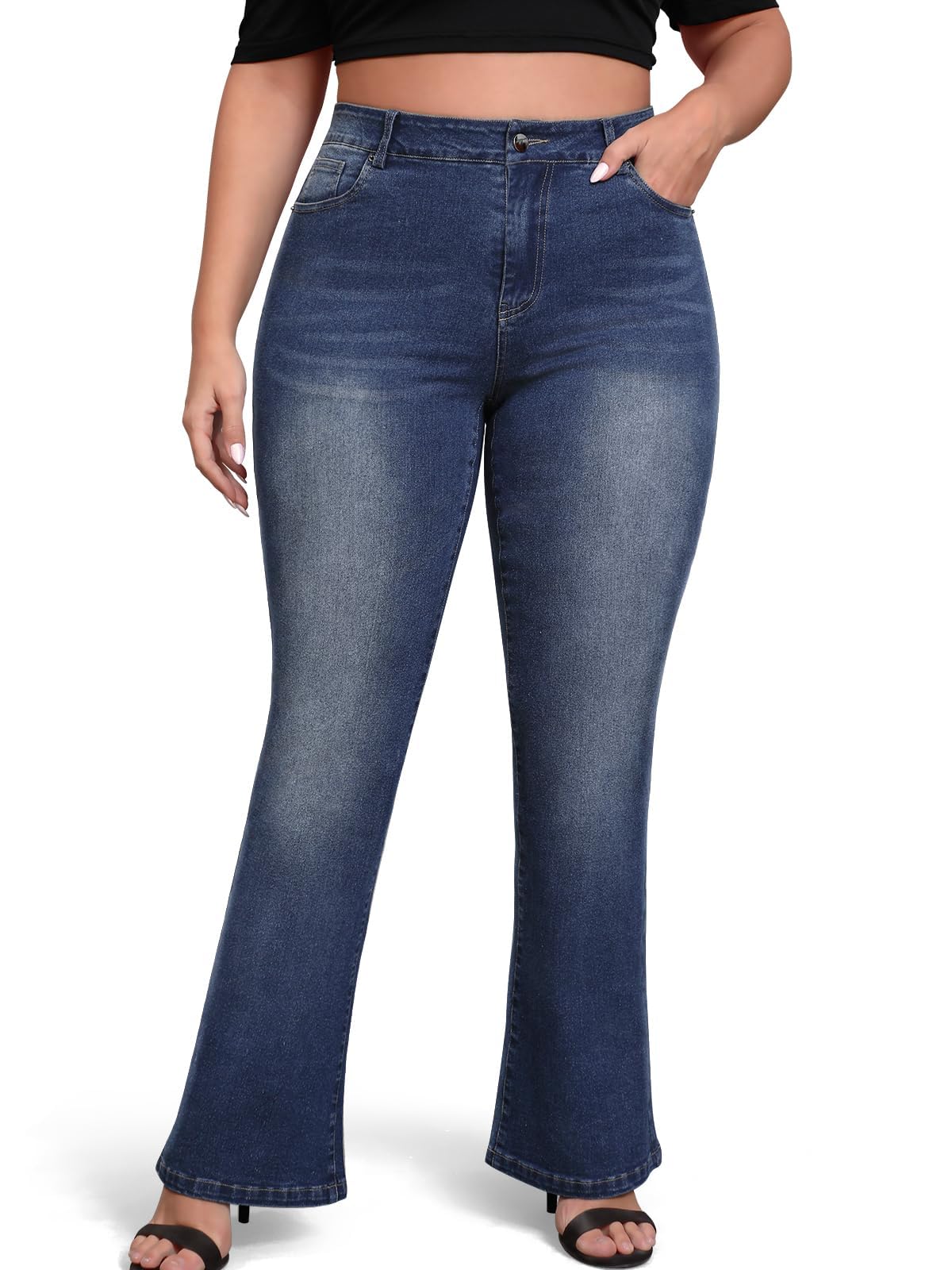 High Waisted Jeans for Women Plus Size Bootcut Denim High Rise Pants