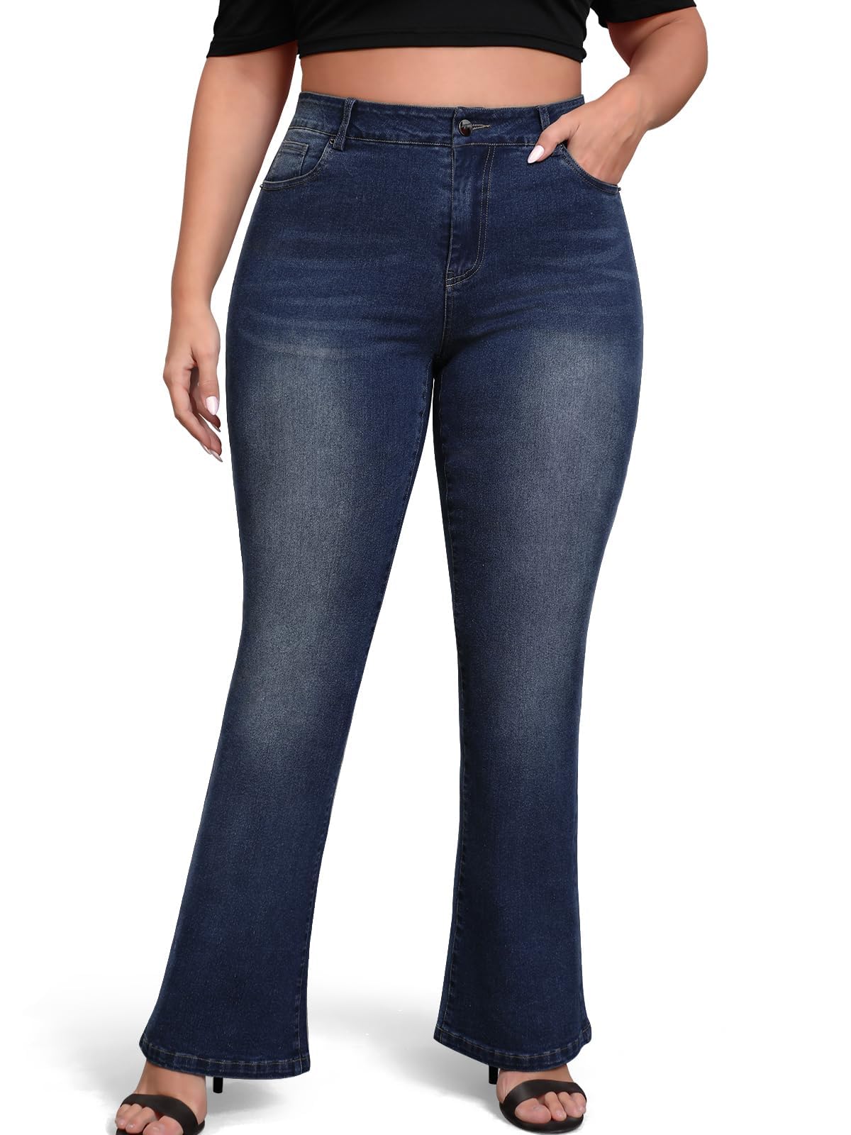 High Waisted Jeans for Women Plus Size Bootcut Denim High Rise Pants