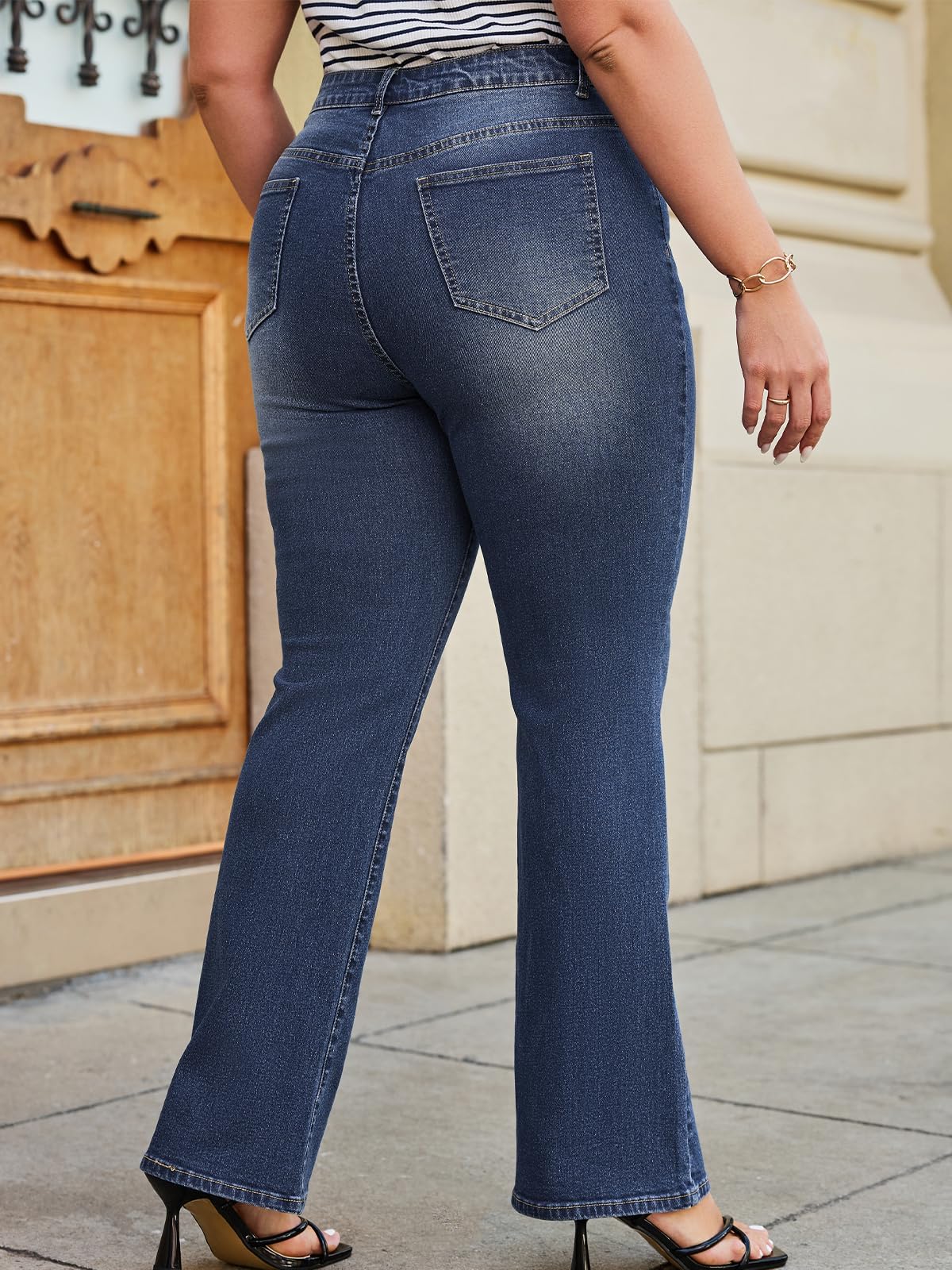 High Waisted Jeans for Women Plus Size Bootcut Denim High Rise Pants