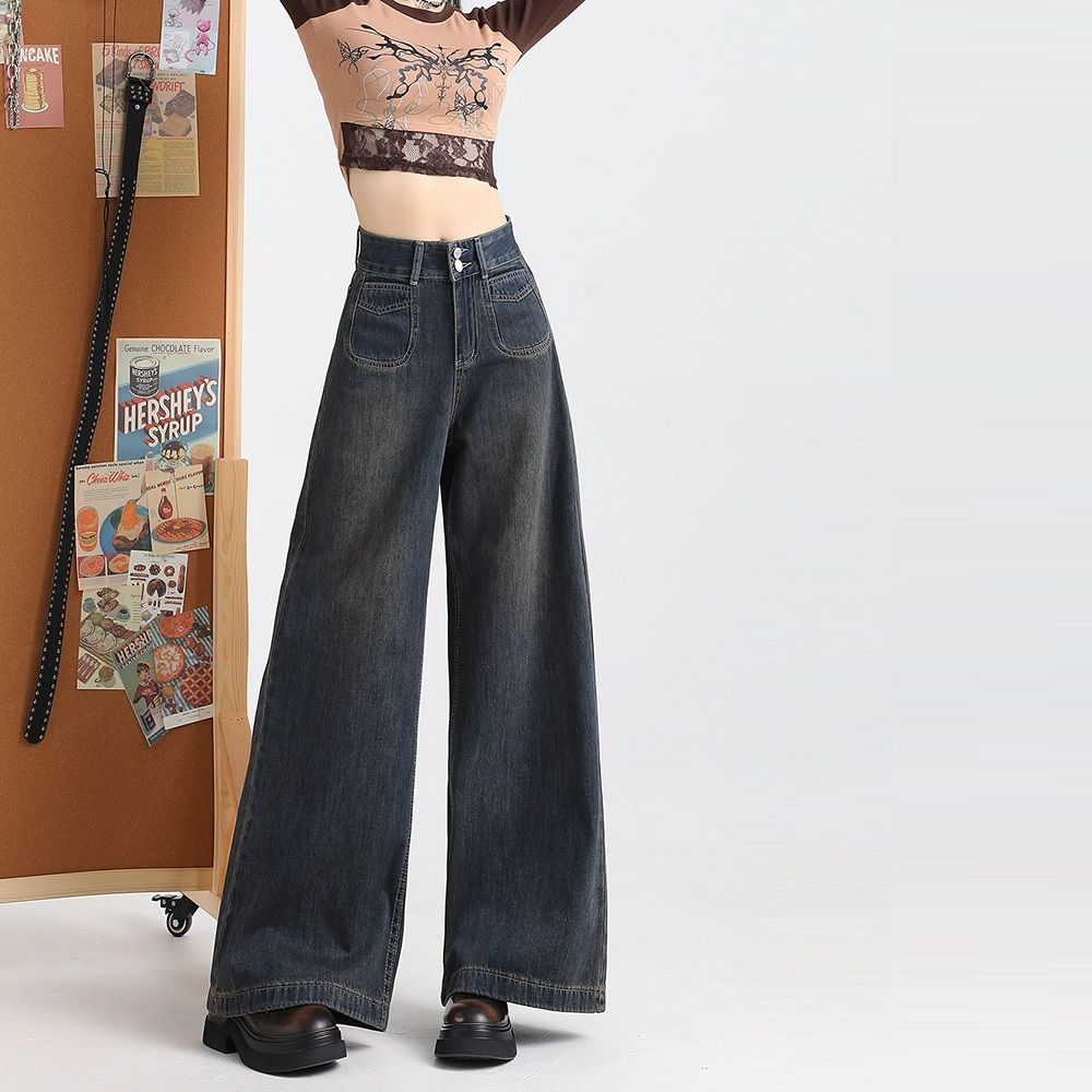High Waisted Wide Leg Jeans Women Denim Trousers with Tummy Control & Butt-Lifting