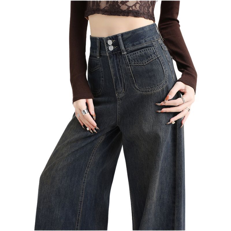 High Waisted Wide Leg Jeans Women Denim Trousers with Tummy Control & Butt-Lifting