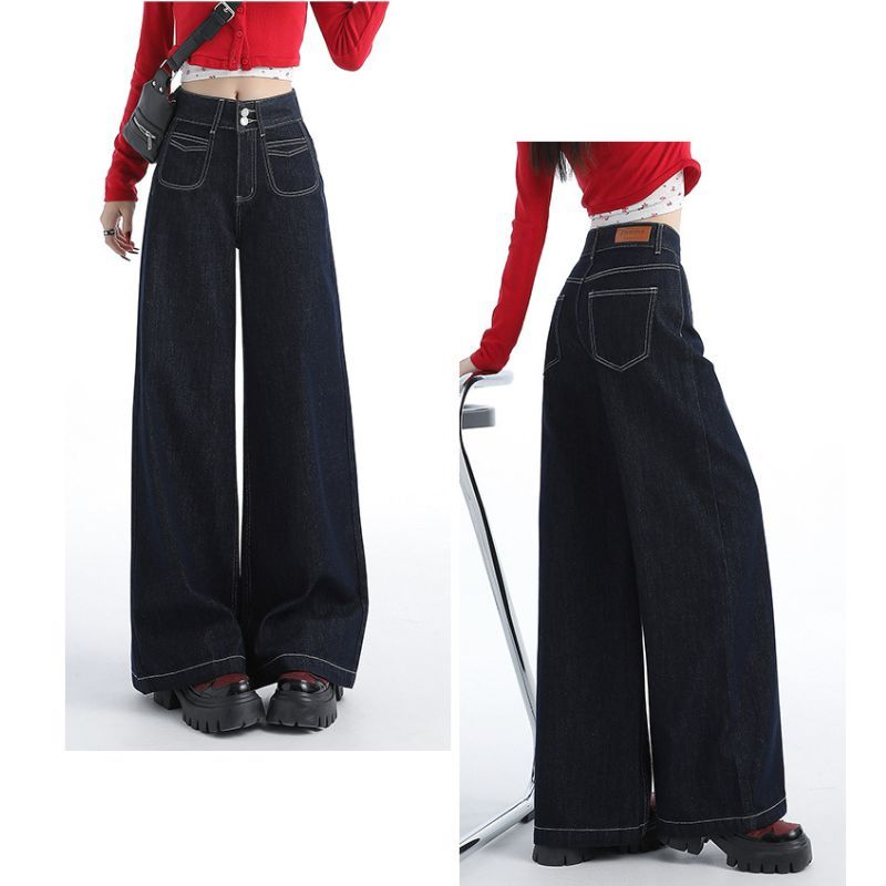 High Waisted Wide Leg Jeans Women Denim Trousers with Tummy Control & Butt-Lifting black color