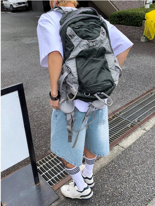 Men’s Baggy Jean Shorts Wide Leg Jorts Y2K Streetwear Hip Hop Denim Shorts