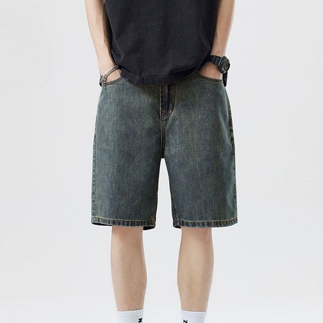 Men’s Baggy Jean Shorts Wide Leg Jorts Y2K Streetwear Hip Hop Denim Shorts