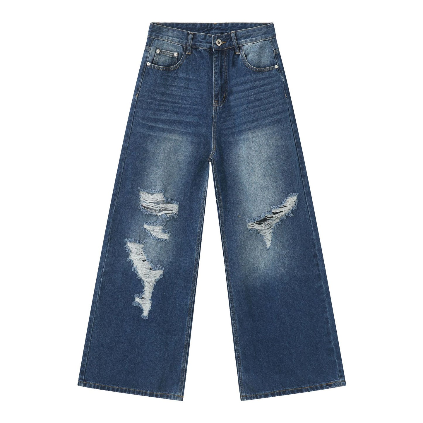 Men's Baggy Jeans Loose Fit Ripped Distressed Straight Leg Denim Pants