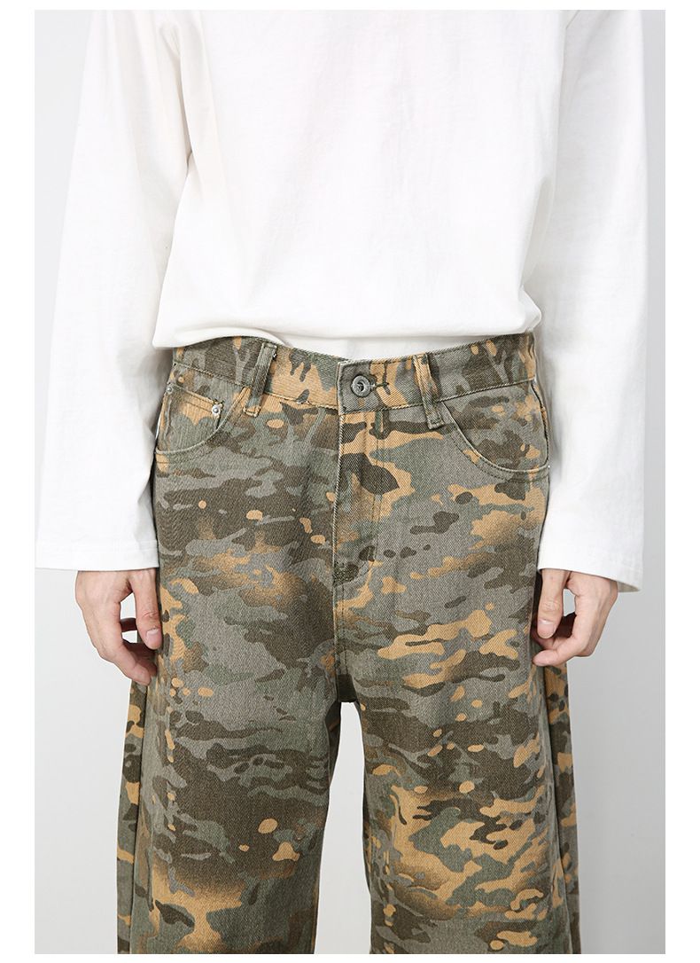 Men's Camouflage Jeans Y2K Hip Hop Baggy Jeans Wide Leg Denim Streetwear
