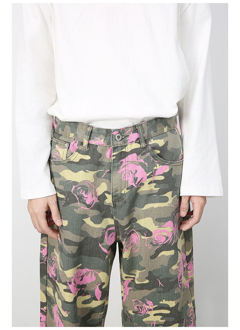 Men's Camouflage Jeans Y2K Hip Hop Baggy Jeans Wide Leg Denim Streetwear