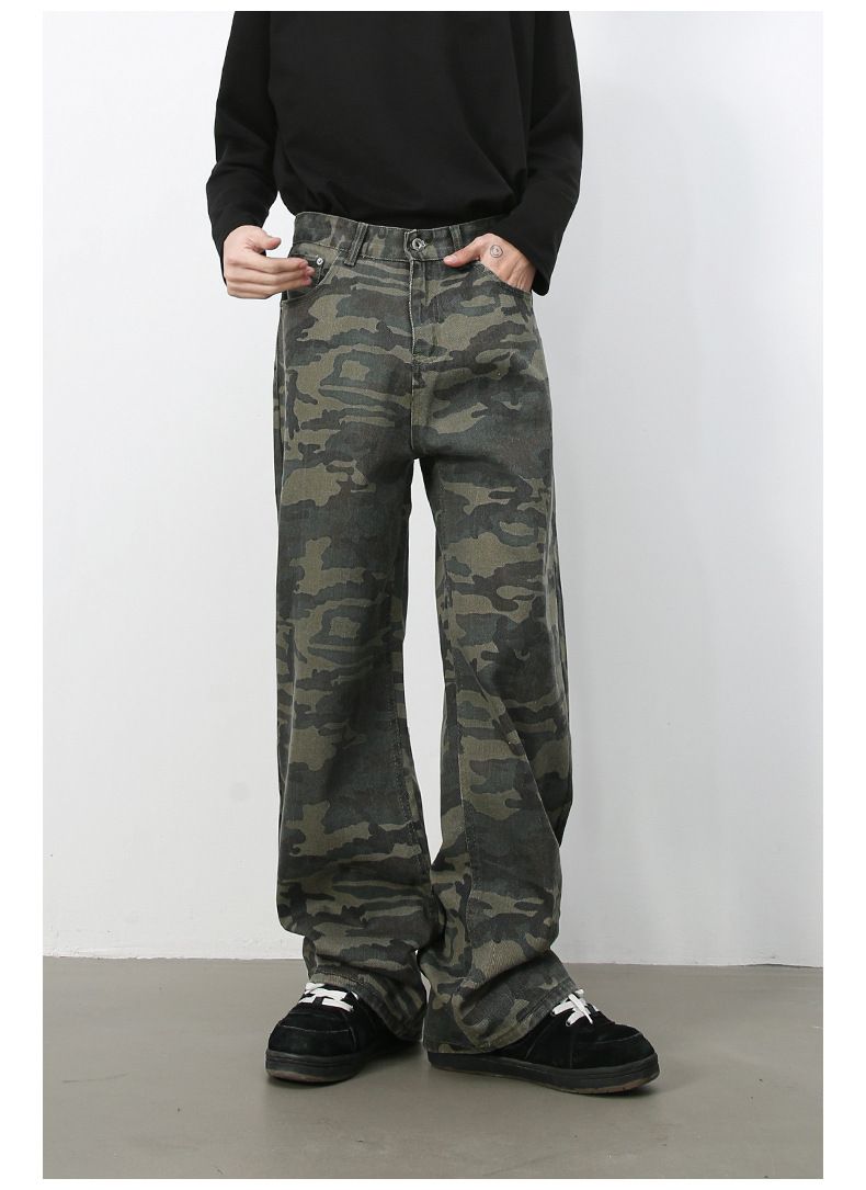 Men's Camouflage Jeans Y2K Hip Hop Baggy Jeans Wide Leg Denim Streetwear