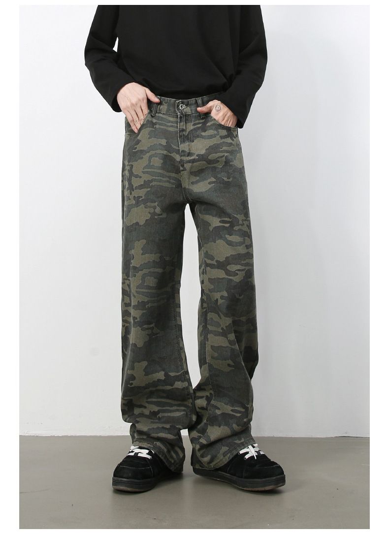 Men's Camouflage Jeans Y2K Hip Hop Baggy Jeans Wide Leg Denim Streetwear