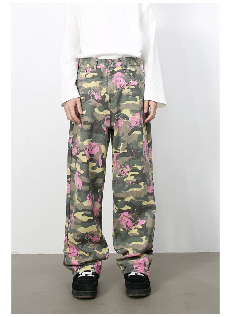 Men's Camouflage Jeans Y2K Hip Hop Baggy Jeans Wide Leg Denim Streetwear