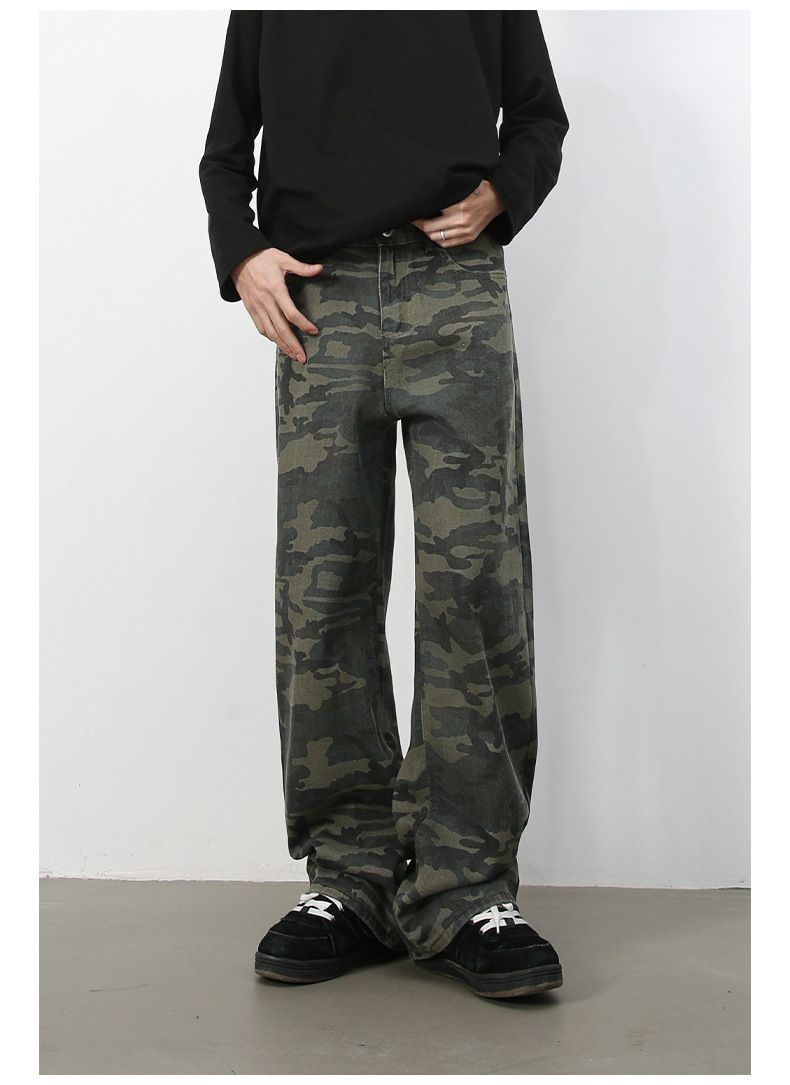 Men's Camouflage Jeans Y2K Hip Hop Baggy Jeans Wide Leg Denim Streetwear