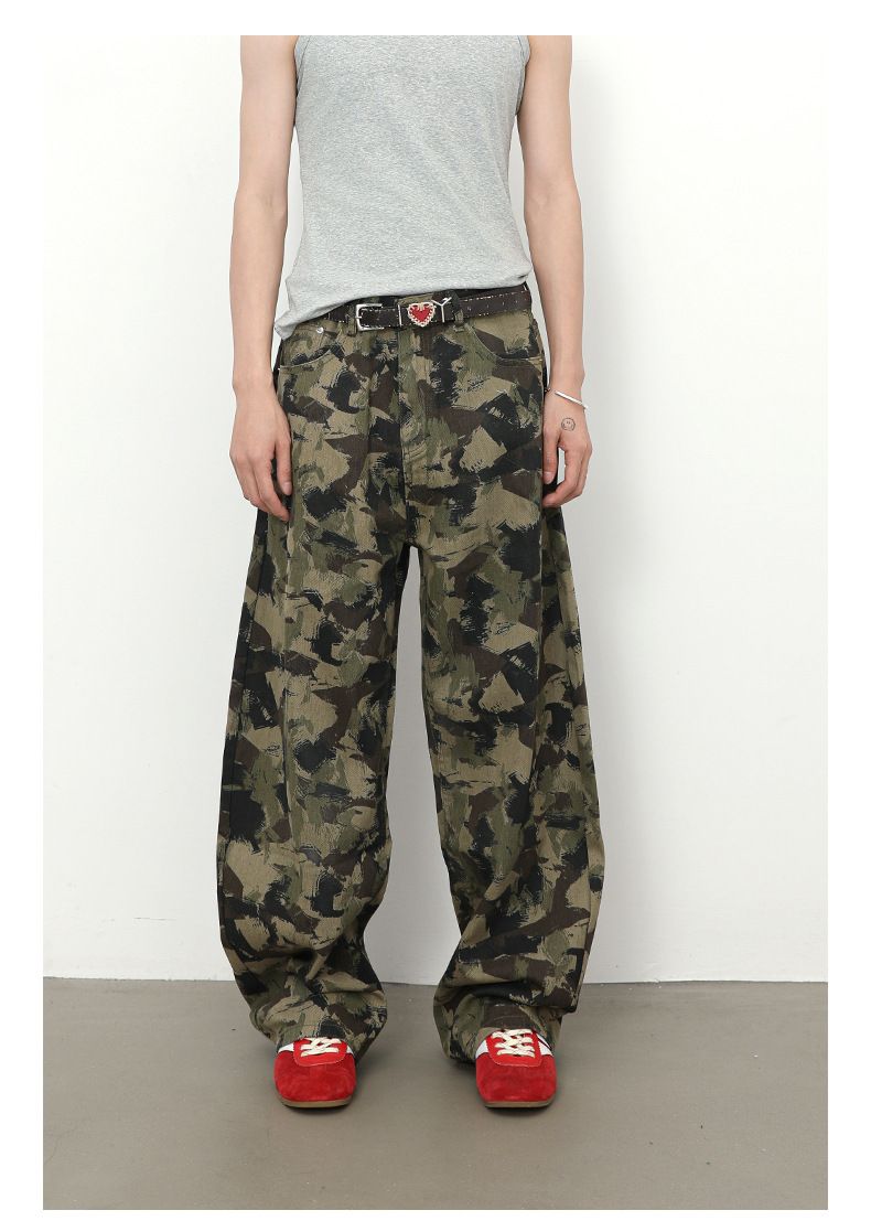 Men's Camouflage Jeans Y2K Hip Hop Baggy Jeans Wide Leg Denim Streetwear