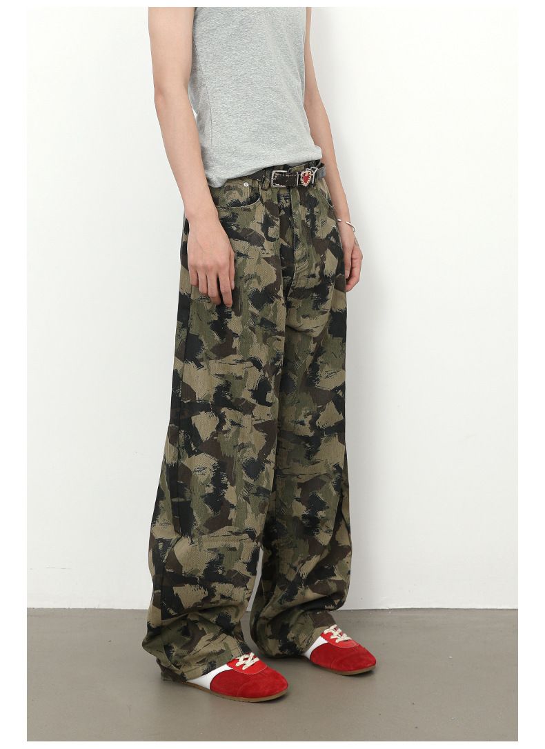 Men's Camouflage Jeans Y2K Hip Hop Baggy Jeans Wide Leg Denim Streetwear