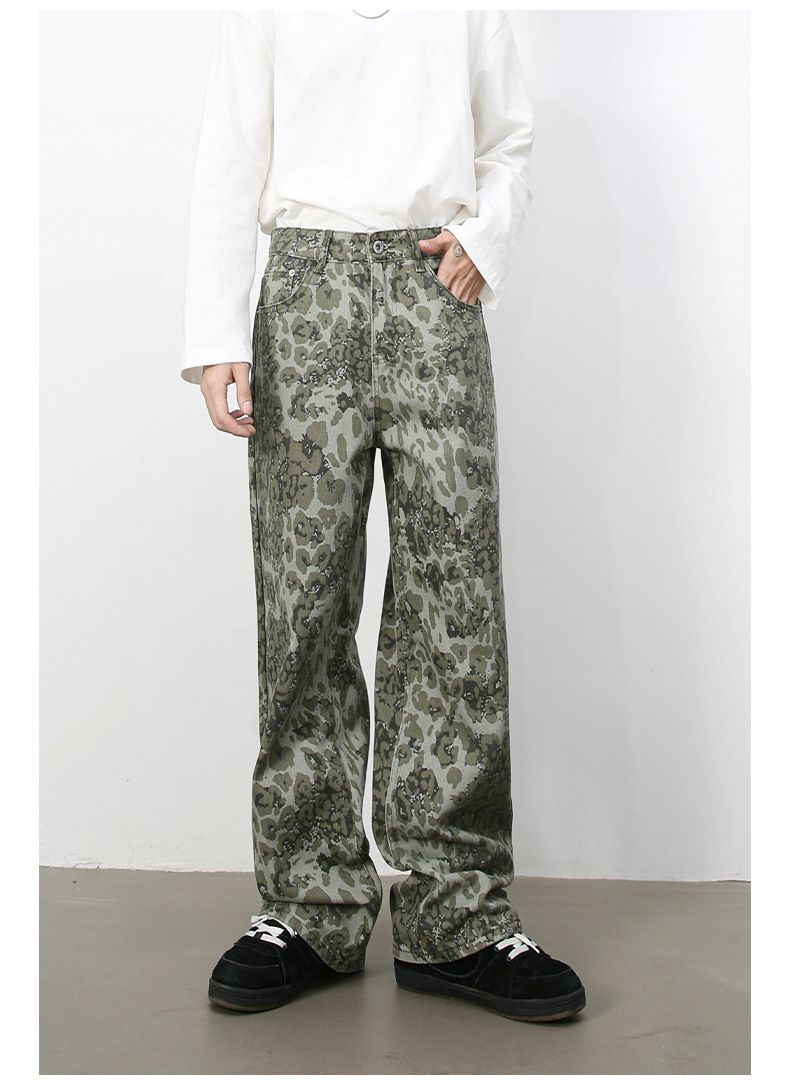 Men's Camouflage Jeans Y2K Hip Hop Baggy Jeans Wide Leg Denim Streetwear
