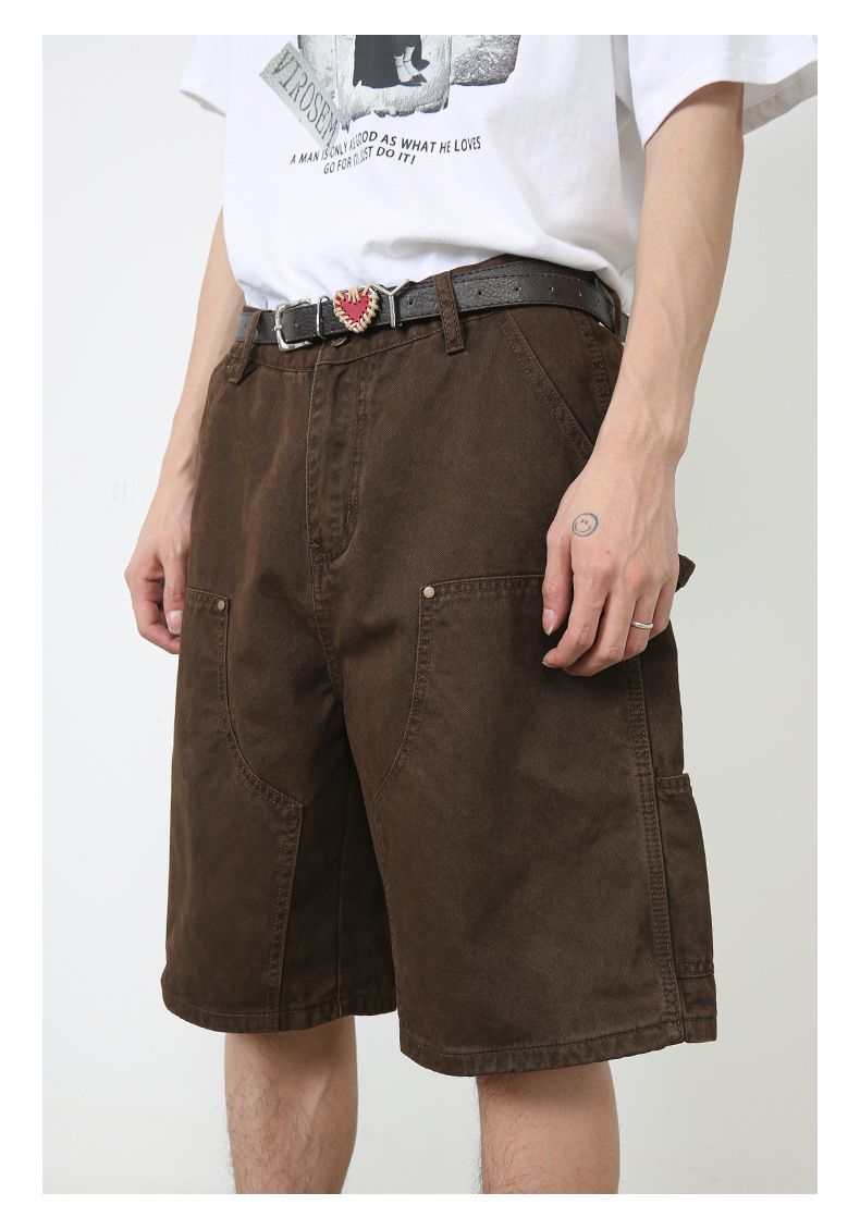 Men’s Cargo Jeans Shorts Relaxed Fit Wide Leg Carpenter Short Denim Pants