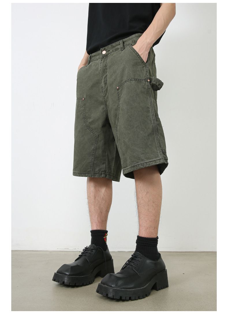 Men’s Cargo Jeans Shorts Relaxed Fit Wide Leg Carpenter Short Denim Pants
