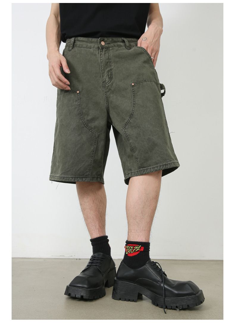Men’s Cargo Jeans Shorts Relaxed Fit Wide Leg Carpenter Short Denim Pants