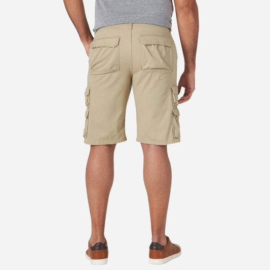 men's classic cargo shorts relaxed fit shorts in beige, back view