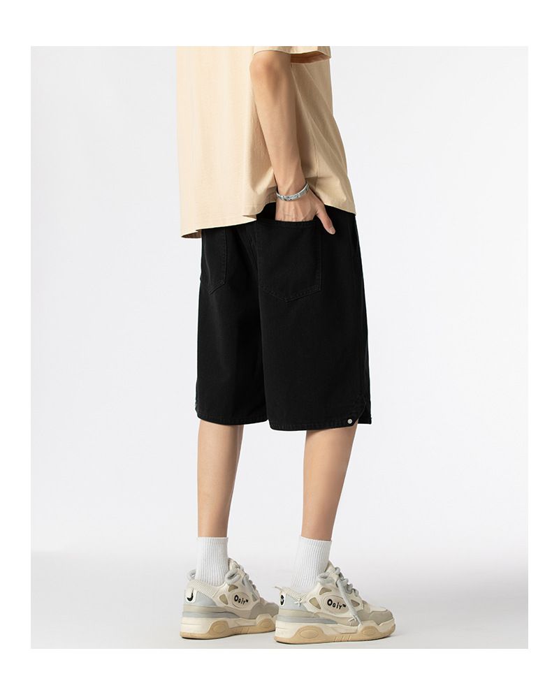 Men's Denim Shorts Baggy Jean Elastic Drawstring Pants Jorts Streetwear