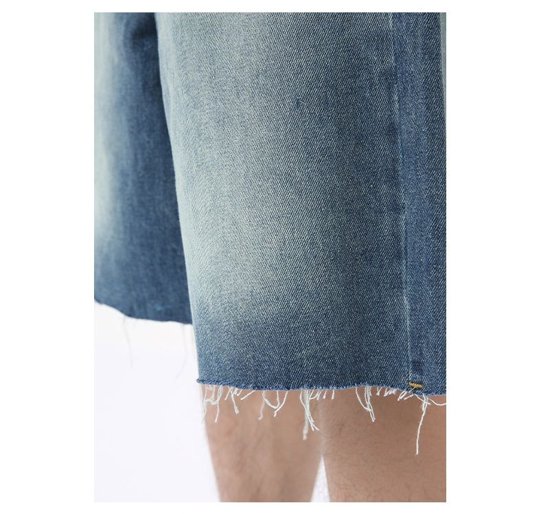 Men's Jeans Shorts Raw Trim Baggy Straight Leg Stretch Denim Jean Jorts