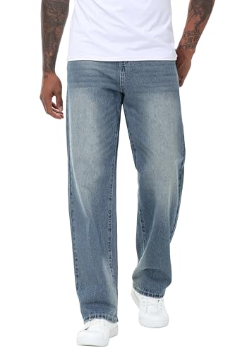 Men's Non-Stretch Loose Fit Wide-Leg Baggy Jeans Pants