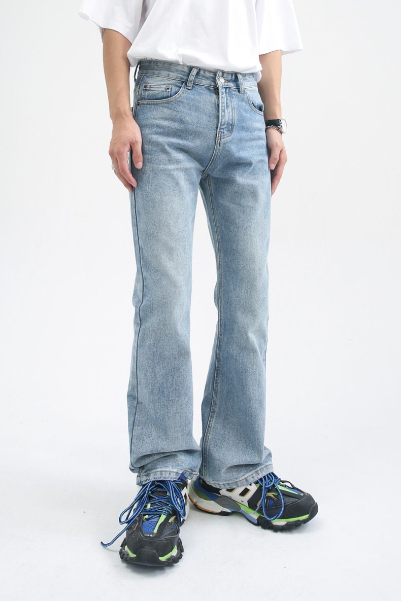 Men's Relaxed Fit Straight Leg Stretch Jeans Y2K Bell Bottom Flared Denim Jeans
